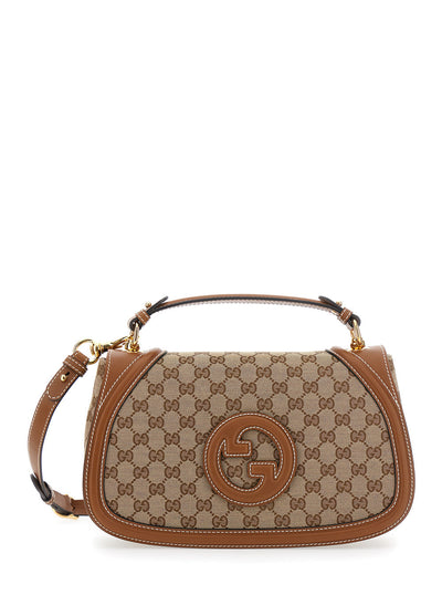 Gucci Women 'Blondie' Beige Handbag With Removable Shoulder Strap And Logo Embroidery On The Front In Gg Canvas Woman