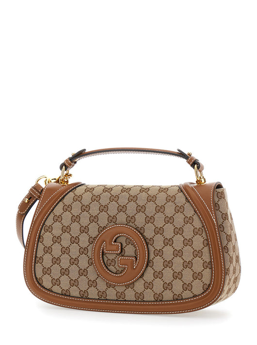 Gucci Women 'Blondie' Beige Handbag With Removable Shoulder Strap And Logo Embroidery On The Front In Gg Canvas Woman