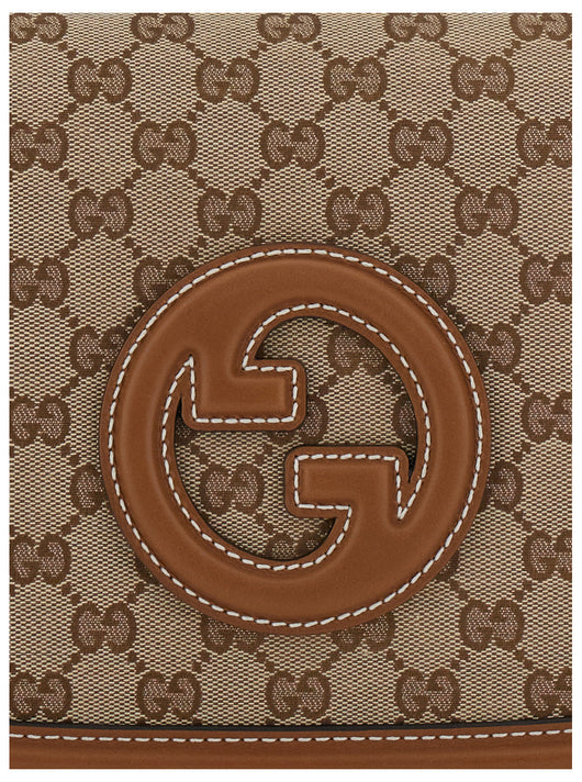 Gucci Women 'Blondie' Beige Handbag With Removable Shoulder Strap And Logo Embroidery On The Front In Gg Canvas Woman