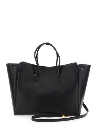 Balenciaga Women 'Hampton Medium' Black Handbag With Embossed Logo On The Front And Removable Key Ring In Leather Woman