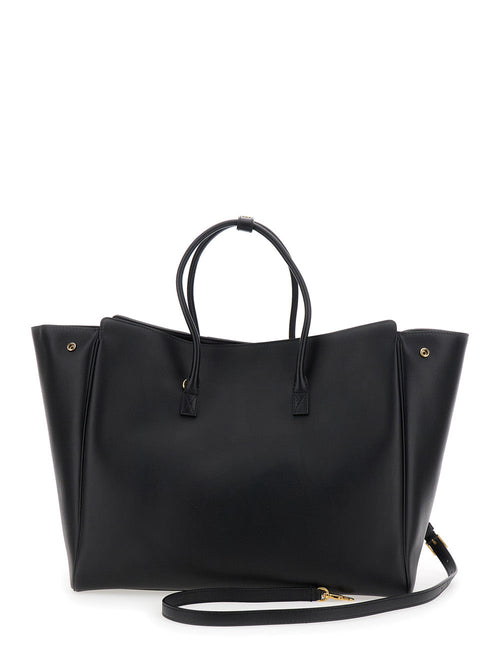 Balenciaga Women 'Hampton Medium' Black Handbag With Embossed Logo On The Front And Removable Key Ring In Leather Woman
