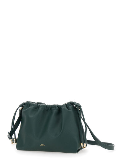 A.P.C. Women 'Ninon' Green Crossbody Bag With Drawstring Closure And Embossed Logo Lettering On The Front In Ecoleather Woman