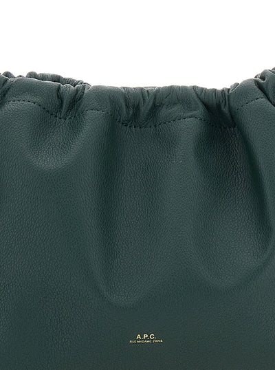 A.P.C. Women 'Ninon' Green Crossbody Bag With Drawstring Closure And Embossed Logo Lettering On The Front In Ecoleather Woman