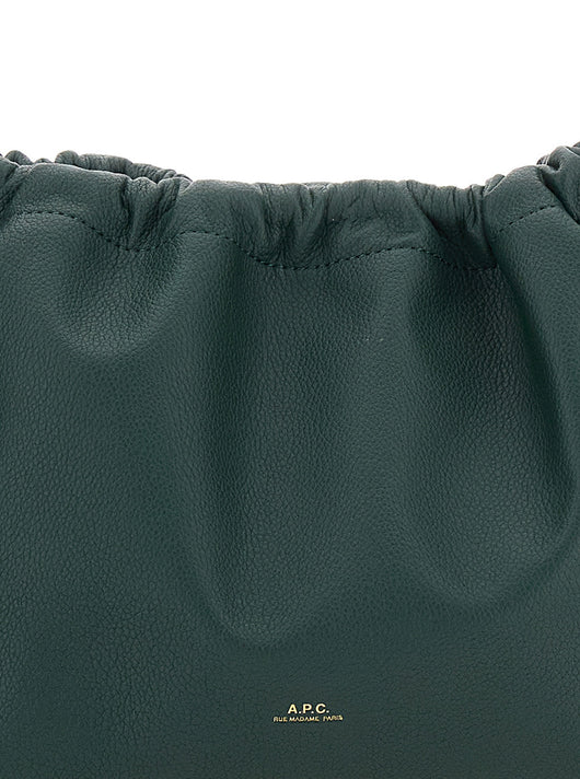A.P.C. Women 'Ninon' Green Crossbody Bag With Drawstring Closure And Embossed Logo Lettering On The Front In Ecoleather Woman