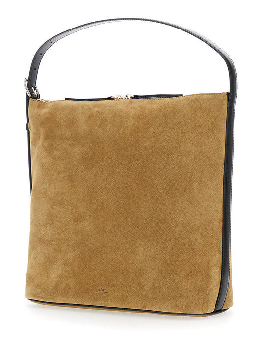 A.P.C. Women 'Vera' Beige Shoulder Bag With Top Handle And Zip Closure In Suede Woman