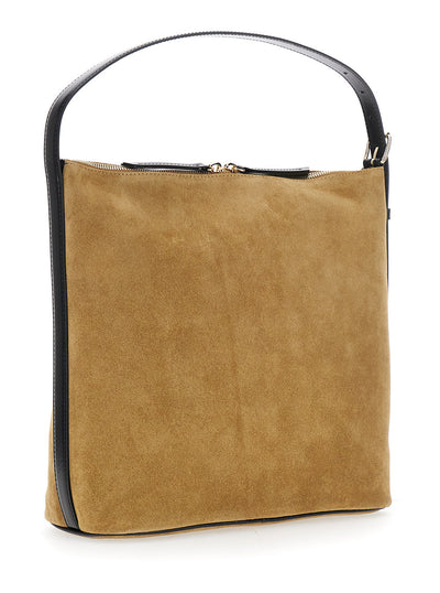 A.P.C. Women 'Vera' Beige Shoulder Bag With Top Handle And Zip Closure In Suede Woman