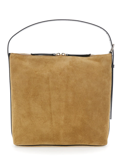A.P.C. Women 'Vera' Beige Shoulder Bag With Top Handle And Zip Closure In Suede Woman