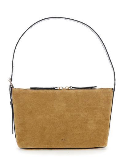 A.P.C. Women 'Vera' Beige Shoulder Bag With Top Handle And Zip Closure In Suede Woman