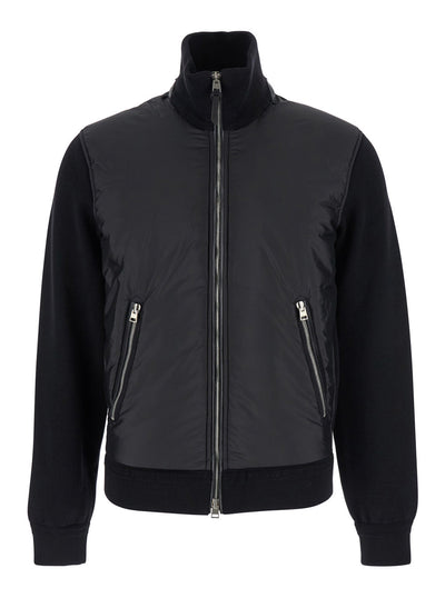 Tom Ford Men Black Jacket With Front Zip Closure In Wool Blend Man