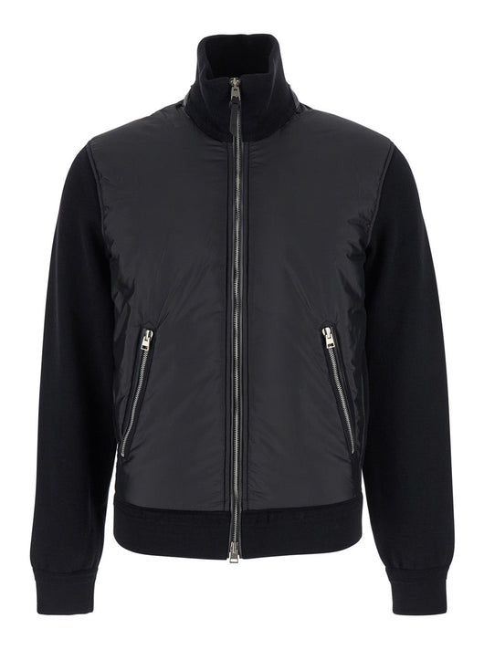 Tom Ford Men Black Jacket With Front Zip Closure In Wool Blend Man