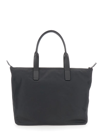 Dolce & Gabbana Men Grey Tote Bag With Two Top Handles And Logo Plaque On The Front In Tech Fabric Man