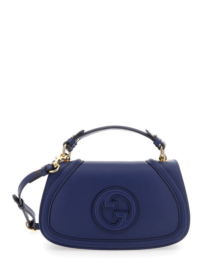Gucci Women 'Blondie' Blue Handbag With Gg Logo Plaque On The Front In Leather Woman