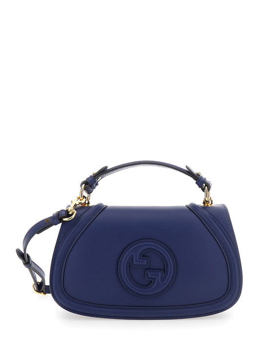 Gucci Women 'Blondie' Blue Handbag With Gg Logo Plaque On The Front In Leather Woman
