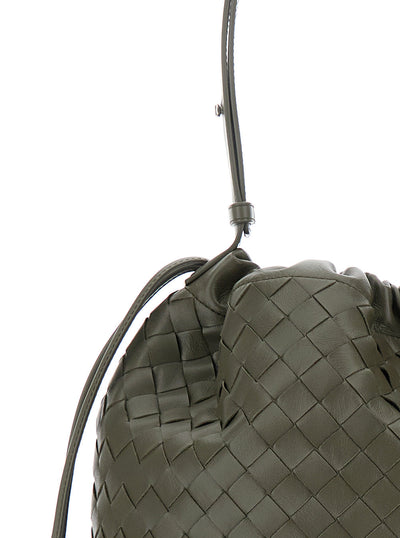 Bottega Veneta Men Green Shoulder Bag With Drawstring Closure And Intrecciato Motif In Leather Man