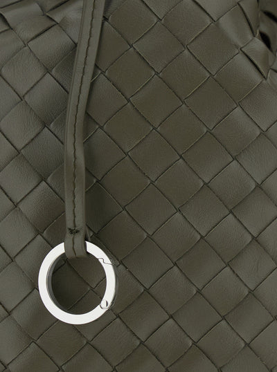 Bottega Veneta Men Green Shoulder Bag With Drawstring Closure And Intrecciato Motif In Leather Man