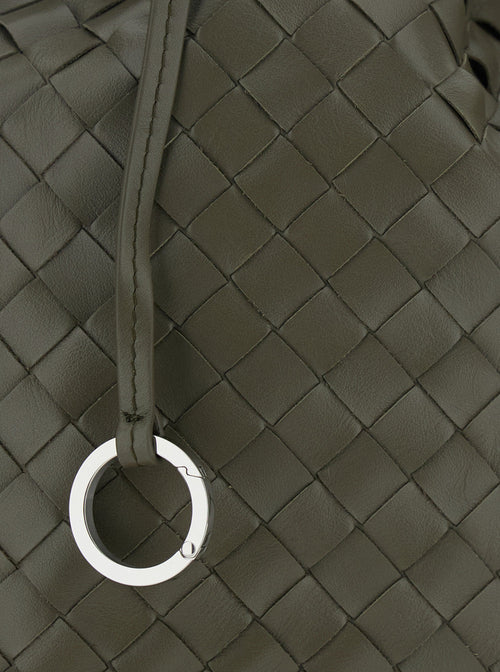 Bottega Veneta Men Green Shoulder Bag With Drawstring Closure And Intrecciato Motif In Leather Man