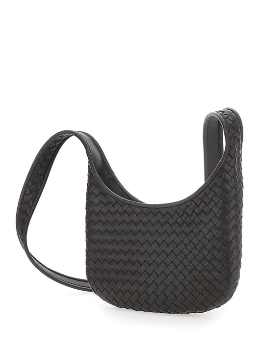 Bottega Veneta Men 'Veneto' Brown Shoulder Bag With Fixed Shoulder Strap And All-Over Intrecciato Motif In Leather Man