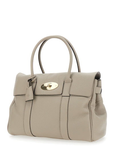 Mulberry Women 'Bayswater' Beige Shoulder Bag With Postman's Lock In Hammered Leather Woman
