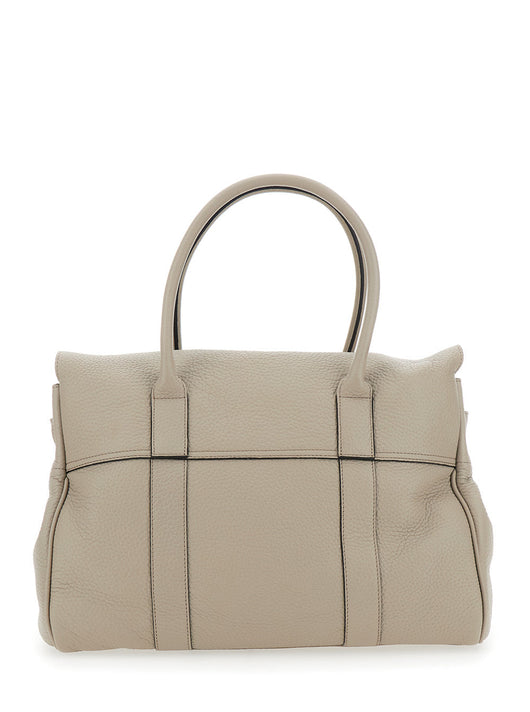 Mulberry Women 'Bayswater' Beige Shoulder Bag With Postman's Lock In Hammered Leather Woman