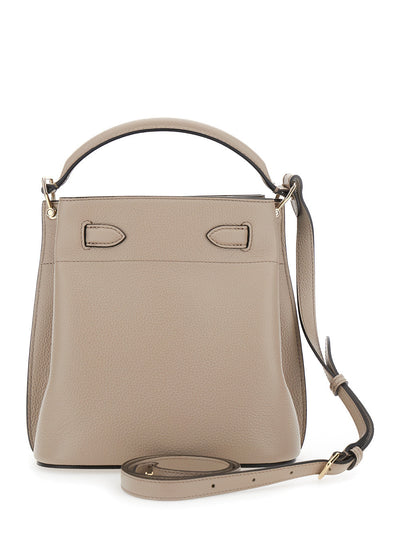Mulberry Women 'Small Islington' Beige Bucket Bag With Twist Lock Closure In Hammered Leather Woman