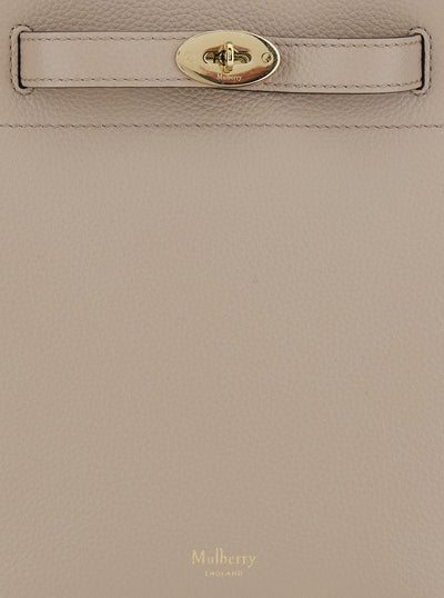 Mulberry Women 'Small Islington' Beige Bucket Bag With Twist Lock Closure In Hammered Leather Woman
