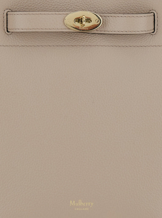 Mulberry Women 'Small Islington' Beige Bucket Bag With Twist Lock Closure In Hammered Leather Woman