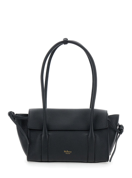 Mulberry Women 'Mini Bayswater' Black Shoulder Bag With Laminated Logo In Leather Woman