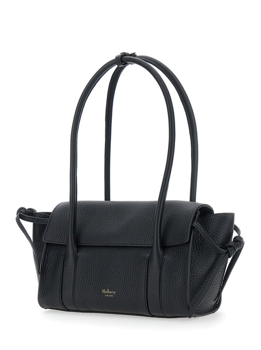 Mulberry Women 'Mini Bayswater' Black Shoulder Bag With Laminated Logo In Leather Woman
