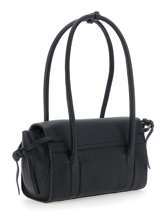 Mulberry Women 'Mini Bayswater' Black Shoulder Bag With Laminated Logo In Leather Woman