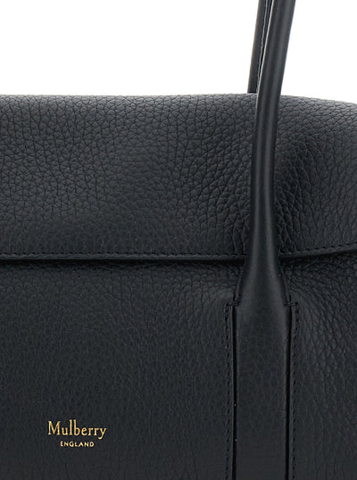 Mulberry Women 'Mini Bayswater' Black Shoulder Bag With Laminated Logo In Leather Woman