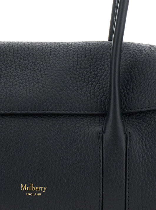 Mulberry Women 'Mini Bayswater' Black Shoulder Bag With Laminated Logo In Leather Woman