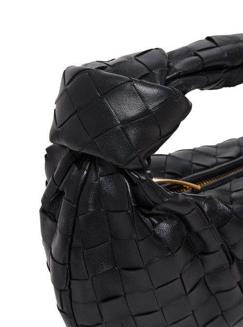 Bottega Veneta Women Black Intreccio Nappa Mini Jodie Handbag