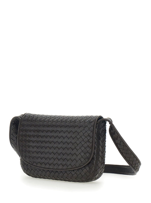 Bottega Veneta Men Brown Crossbody Bag With Flap Closure And Intreccio Design In Leather Man