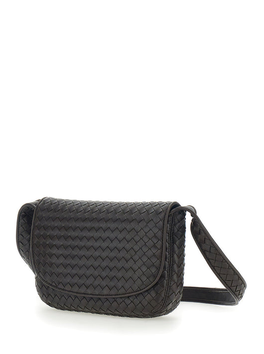 Bottega Veneta Men Brown Crossbody Bag With Flap Closure And Intreccio Design In Leather Man