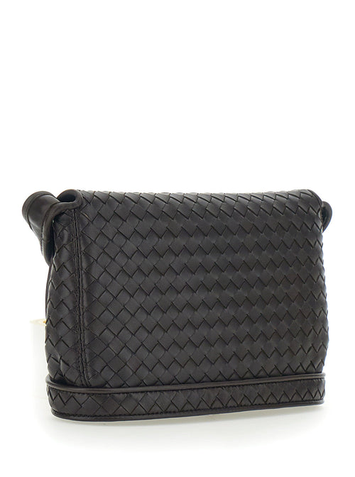 Bottega Veneta Men Brown Crossbody Bag With Flap Closure And Intreccio Design In Leather Man