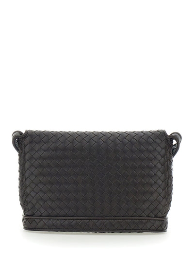 Bottega Veneta Men Brown Crossbody Bag With Flap Closure And Intreccio Design In Leather Man