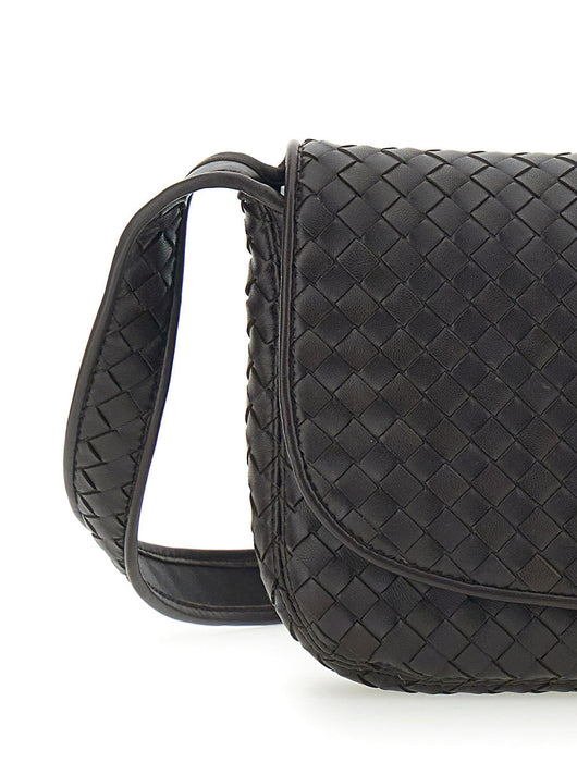 Bottega Veneta Men Brown Crossbody Bag With Flap Closure And Intreccio Design In Leather Man