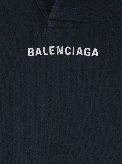 Balenciaga Men Black Hoodie With Logo Print On Front And Rear In Cotton Man