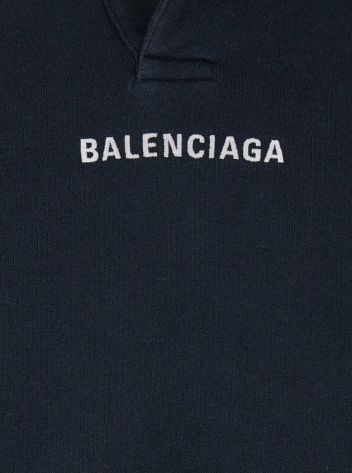 Balenciaga Men Black Hoodie With Logo Print On Front And Rear In Cotton Man