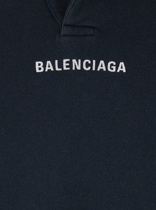 Balenciaga Men Black Hoodie With Logo Print On Front And Rear In Cotton Man