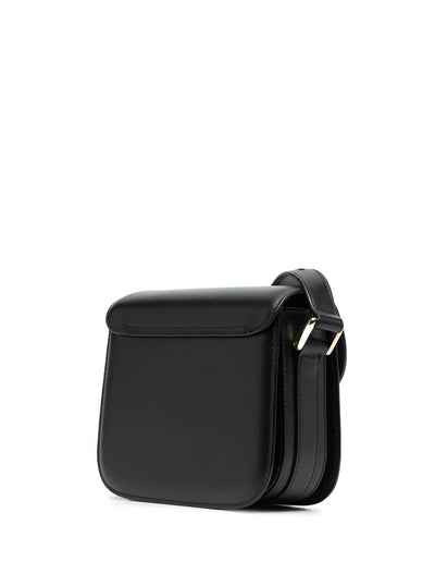 A.P.C. Women 'Grace' Black Mini Crossbody Bag With Adjustable Shoulder Strap And Embossed Logo Lettering On The Front In Leather Woman