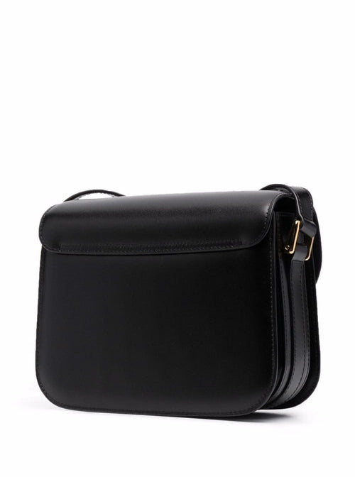 A.P.C. Women 'Grance' Black Small Crossbody Bag Wirh Embossed Logo Lettering On The Front And Adjustable Shoulder Strap In Leather Woman