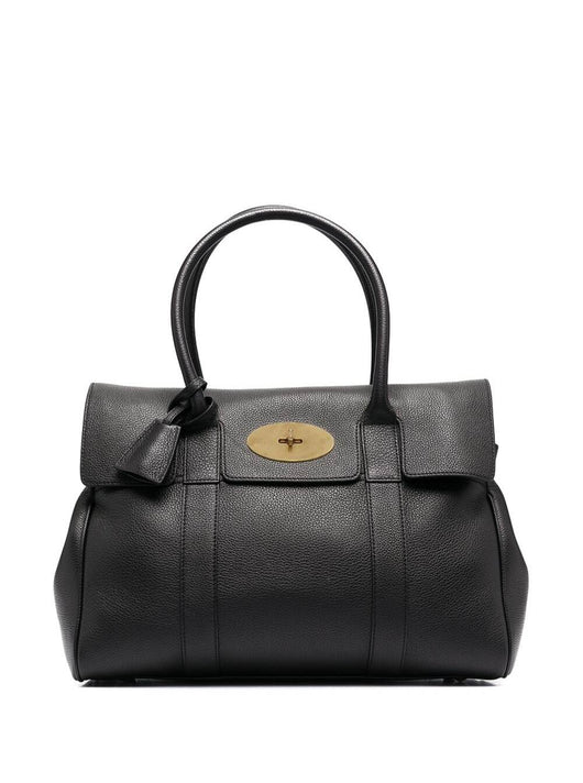 Mulberry Women 'Bayswater' Black Handbag With Twist-Lock Fastening In Grainy Leather Woman