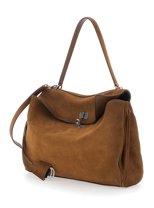 Balenciaga Women 'Rodeo Medium' Beige Shoulder Bag With Removable Shoulder Strap In Suede Woman