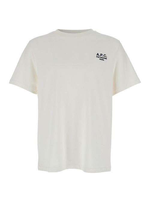 A.P.C. Men White Crewneck T-Shirt With Logo Embroidered On The Front In Cotton Man