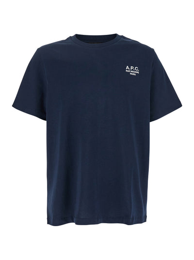 A.P.C. Women Blue Crewneck T-Shirt With Logo Embroidered On The Front In Cotton Woman