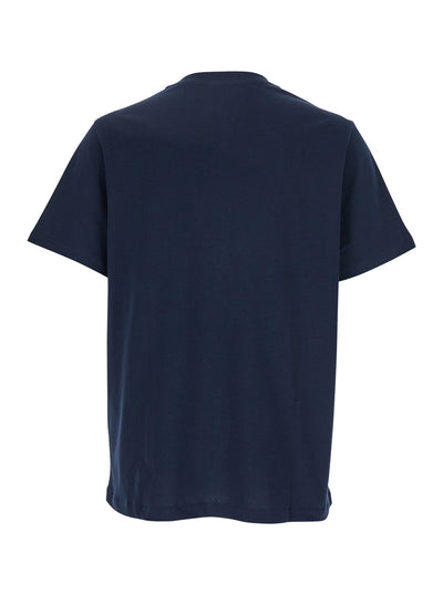 A.P.C. Women Blue Crewneck T-Shirt With Logo Embroidered On The Front In Cotton Woman