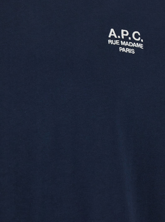 A.P.C. Women Blue Crewneck T-Shirt With Logo Embroidered On The Front In Cotton Woman