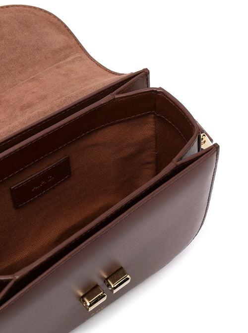 A.P.C. Women Grace Mini  Brown Leather Crossbody Bag Woman
