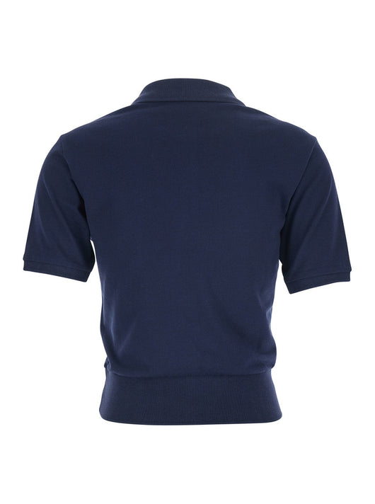 A.P.C. Women 'Oceane' Blue Polo Shirt With Classic Collar And Logo Embroidery On The Front In Cotton Woman
